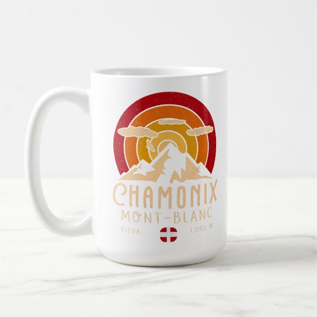 Taza De Café Souvenirs de esquí Retro Sunset de Chamonix France (Izquierda)