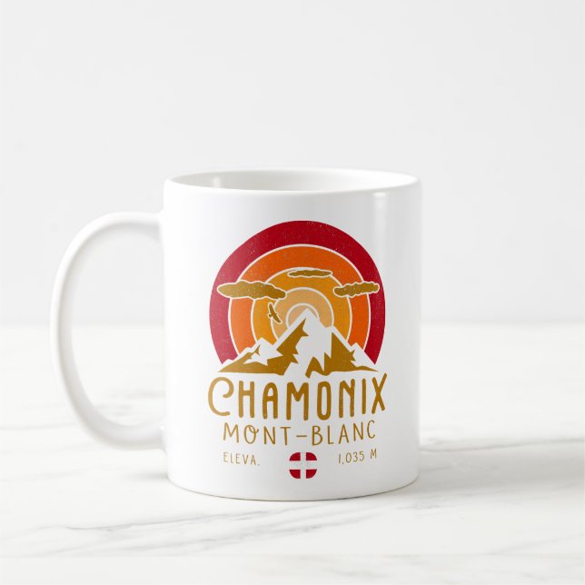 Taza De Café Souvenirs de esquí Retro Sunset de Chamonix France (Izquierda)