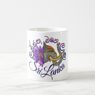 Taza De Café souvenirs de Sri Lanka con elefante y Lotus