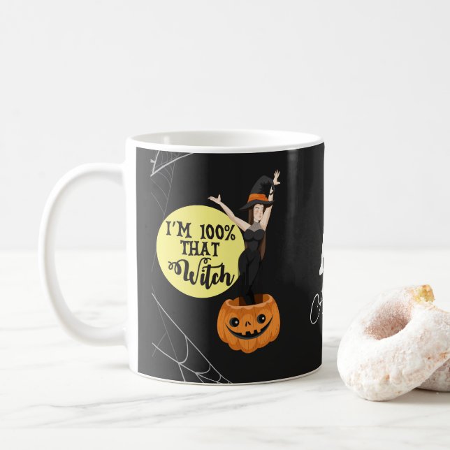 Taza De Café Soy 100% esa Bruja Halloween (Con donut)