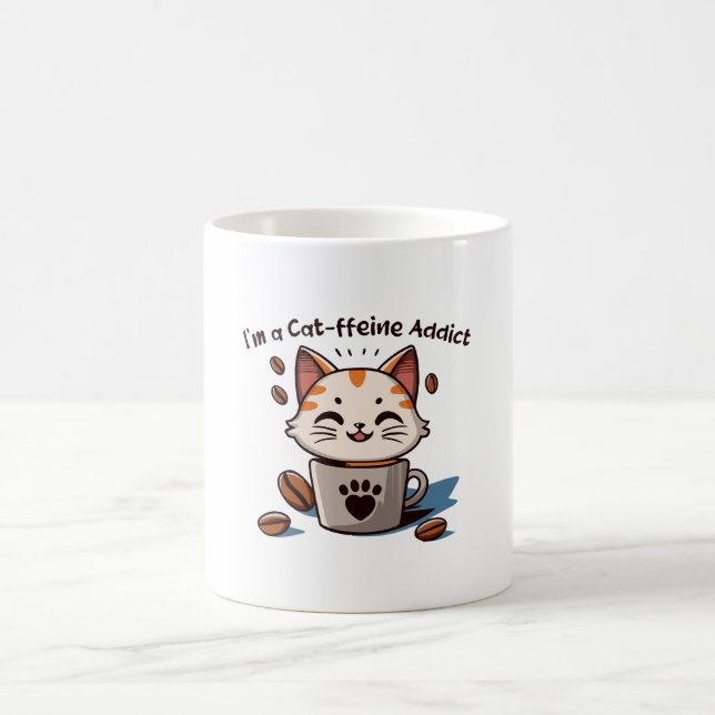 Taza De Café Soy adicto a la Cat-feína (Centro)