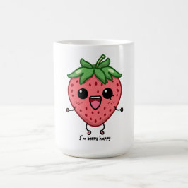 Taza De Café Soy Berry Happy lindo kawaii fresa saltando