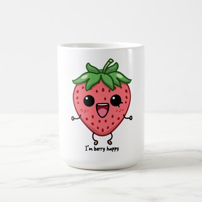Taza De Café Soy Berry Happy lindo kawaii fresa saltando (Centro)