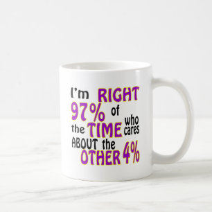 Taza De Café Soy el 97% derecho del tiempo que cuida