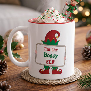 Taza De Café Soy El Elfo Mandón Elfo De Navidad Personalizado