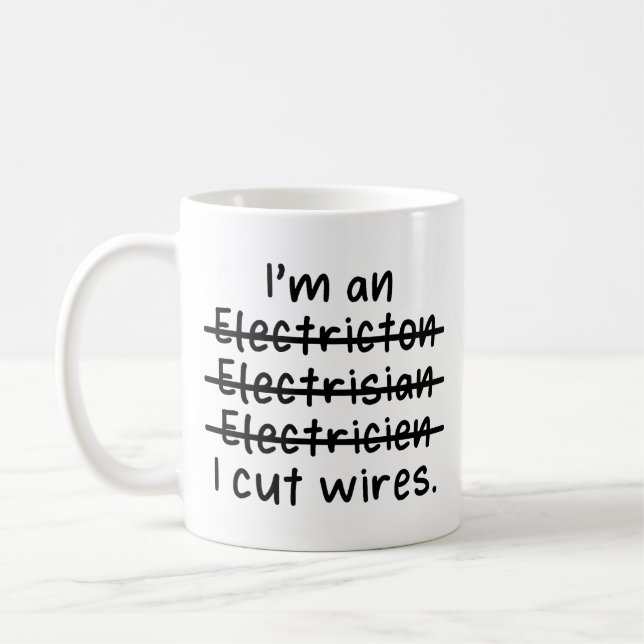 Taza De Café Soy electricista, corto cables (Izquierda)