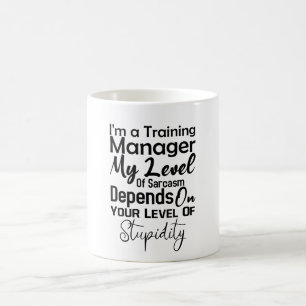 Taza De Café Soy entrenador Mi nivel de sarcasmo depende