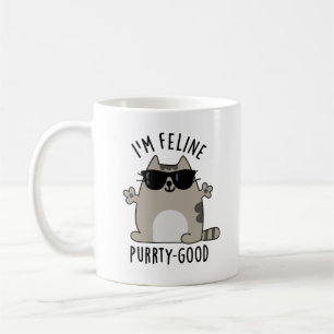 Taza De Café Soy Feline Purr-ty Good Funny Cat Pun
