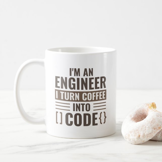 Taza De Café Soy Ingeniero y transformo el café en código (Con donut)