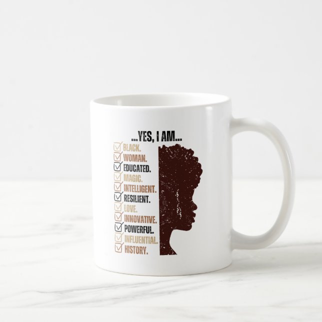 Taza De Café Soy mujer negra educada Melanin Historia Negra (Derecha)