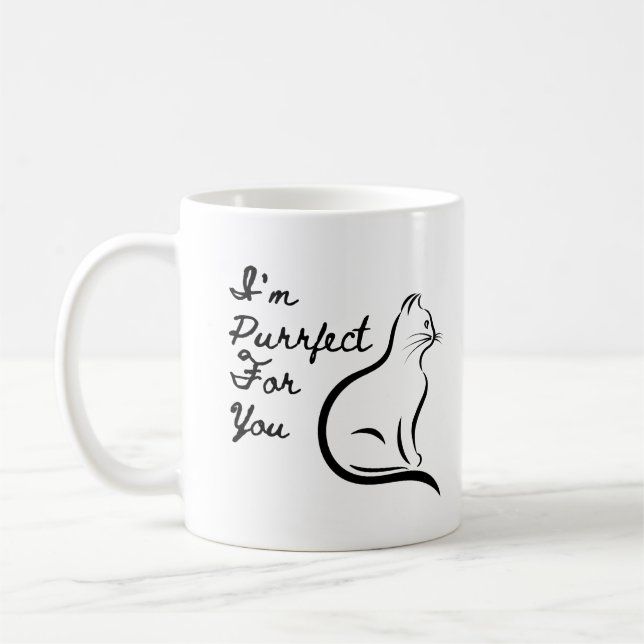 Taza De Café Soy perfecto para ti, simple gato (Izquierda)