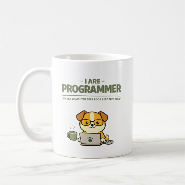 Taza De Café Soy Programador Beep Boop Divertido (Izquierda)