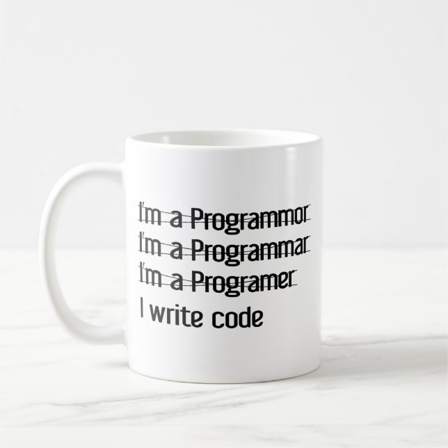 Taza De Café Soy Programador. Escribo Código Café Mug (Izquierda)