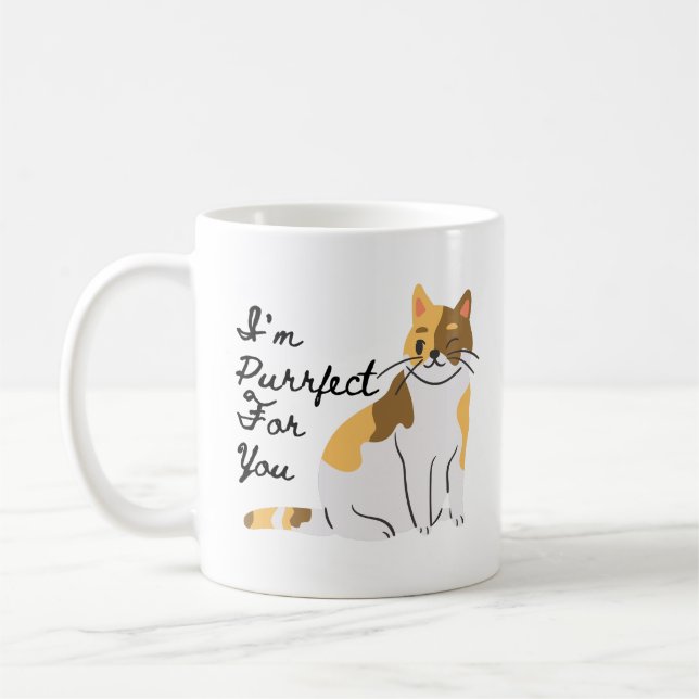 Taza De Café Soy Purr-fect (Perfecto) para ti - Calico Cat (Izquierda)
