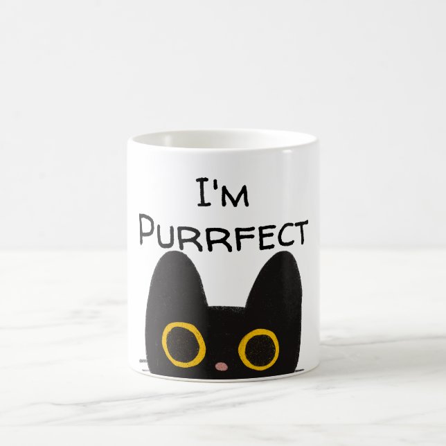 Taza De Café Soy Purrfect Cute Black Cat Mug (Centro)