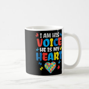Taza De Café Soy su voz, él es mi corazón Conciencia del Autism
