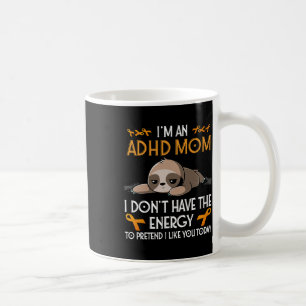 Taza De Café Soy un Adhd Mom Awareness Naranja Ribbon Sloth Adh