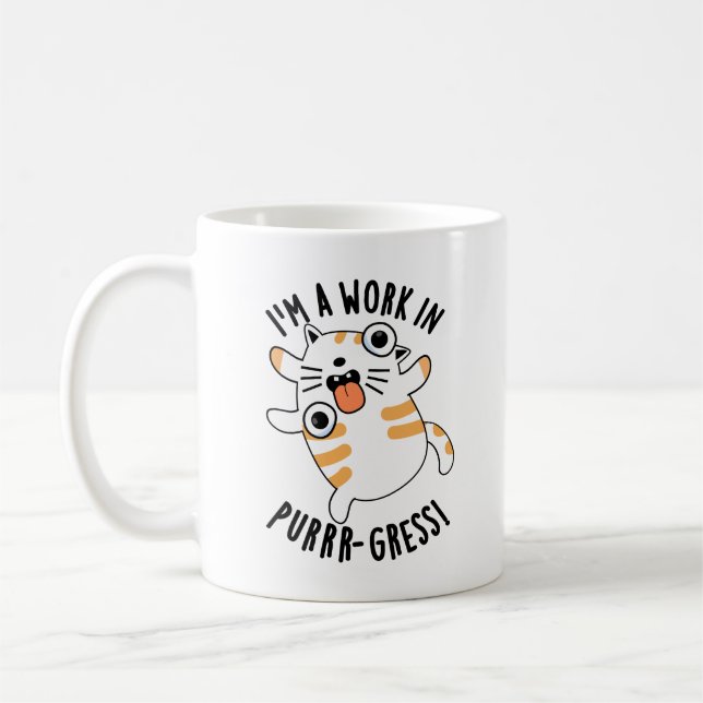 Taza De Café Soy un gato divertido de Purrr-gress (Izquierda)