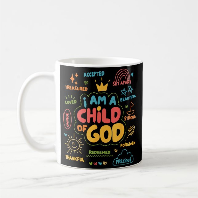 Taza De Café Soy un hijo de Dios Retro Cristiano Jesús Fe De (Izquierda)