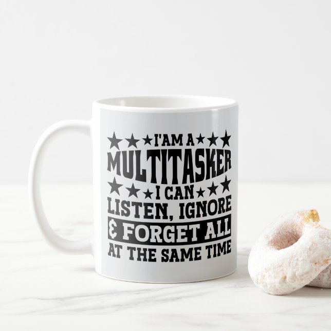 Taza De Café Soy un Multitarea Puedo Escuchar Ignorar Meme Dive (Con donut)