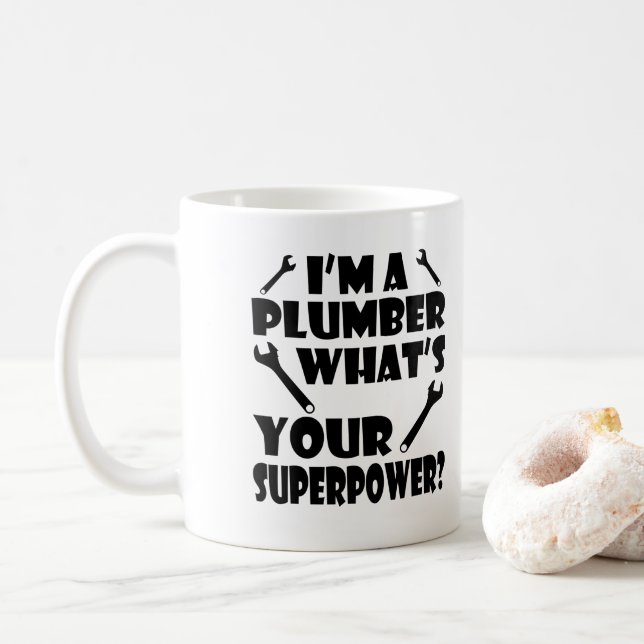 Taza De Café Soy un plomero ¿Cuál es tu superpotencia? (Con donut)