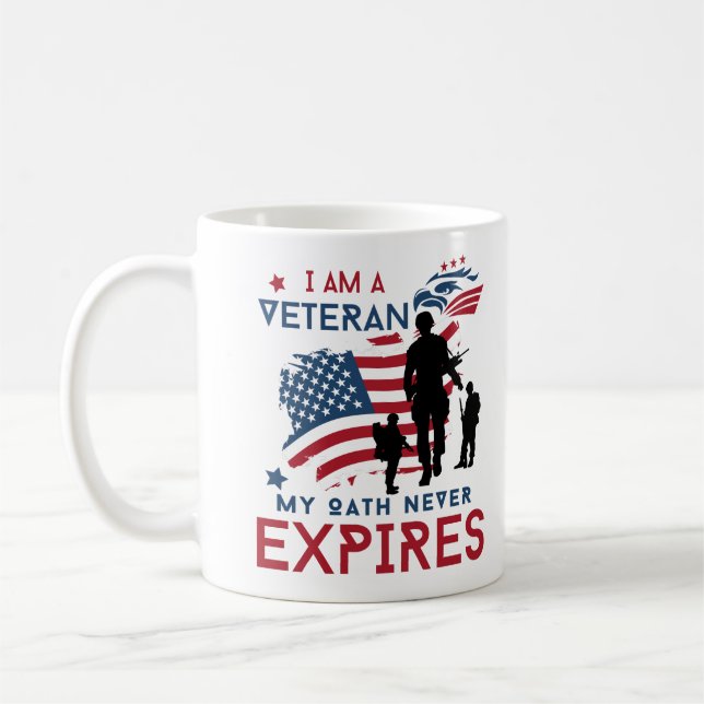 Taza De Café Soy un veterano, mi juramento nunca vence como sol (Izquierda)
