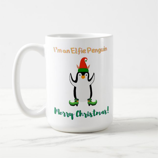 Taza De Café Soy una sudadera de Navidades de pingüino de Elfie (Izquierda)