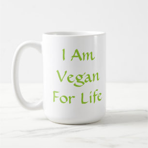Taza De Café Soy vegano para la vida. Verde. Lema.