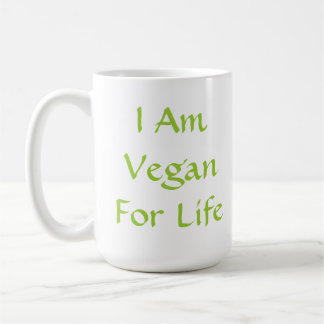 Taza De Café Soy vegano para la vida. Verde. Lema.