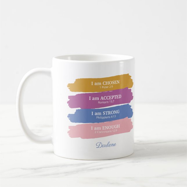 Taza De Café Soy versículos de la Biblia Personalizados (Izquierda)