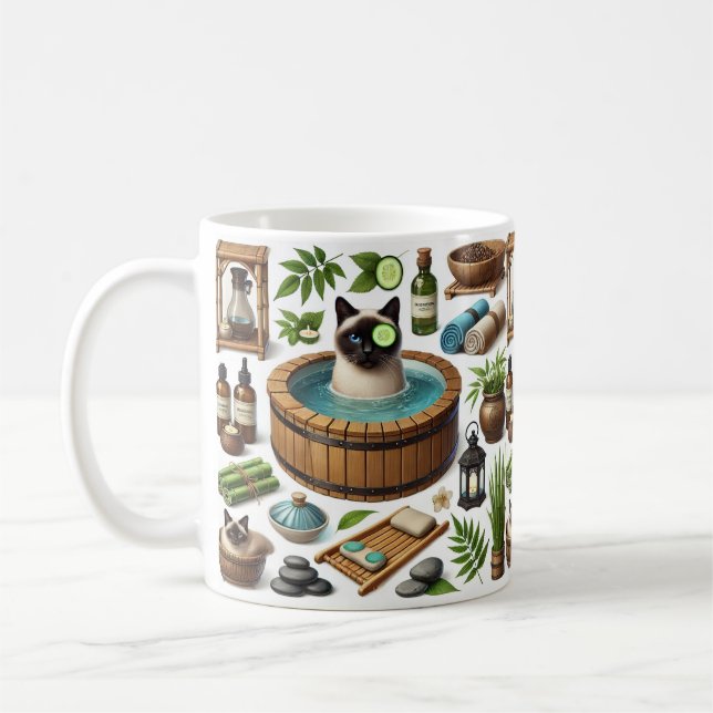 Taza De Café Spa party for Siamese Cat Lovers  (Izquierda)