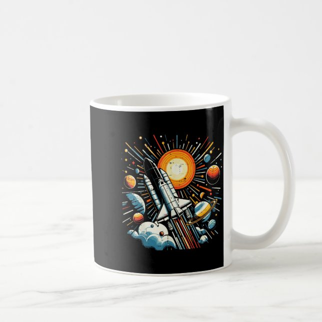 Taza De Café Space Shuttle Sun Planets Rocket Galaxy Boys Kids  (Derecha)