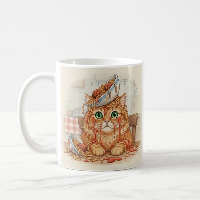Taza De Café Spaghetti Kitty, Orange, Coffee Mug (Izquierda)
