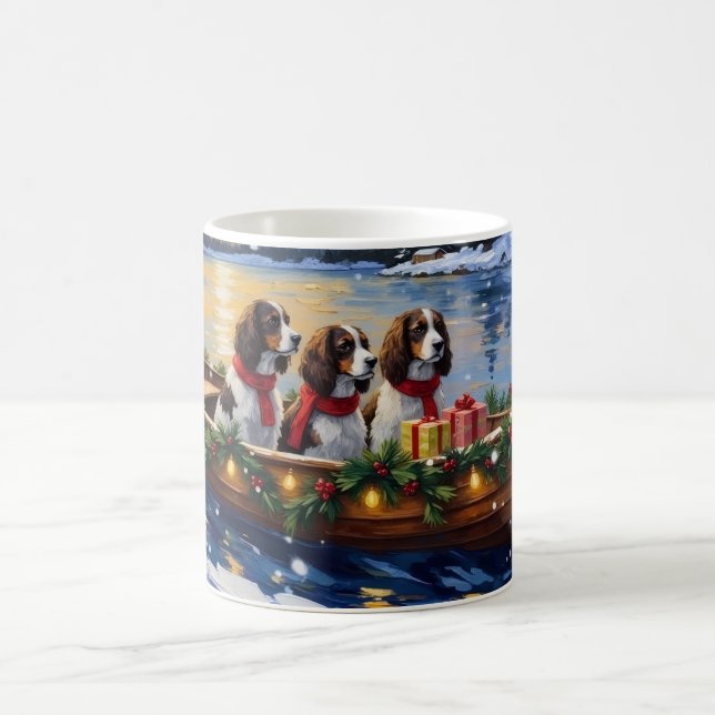 Taza De Café Spaniel de Springer Navidad Barco Fiesta (Centro)