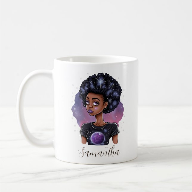 Taza De Café Sparkling Elegant Afro Woman (Izquierda)