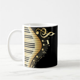 Taza De Café Sparkly Gold Y Black Musical Notes And Key