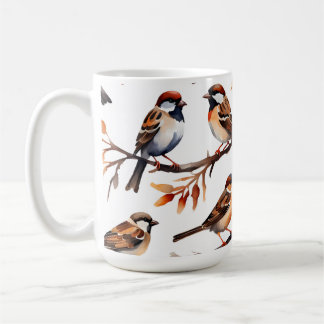 Taza De Café "Sparrow Soiree" acuarela artesanal café Mug