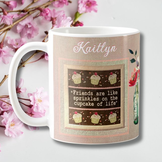 Taza De Café Special Friend Personalized Message Floral Bouquet (Subido por el creador)