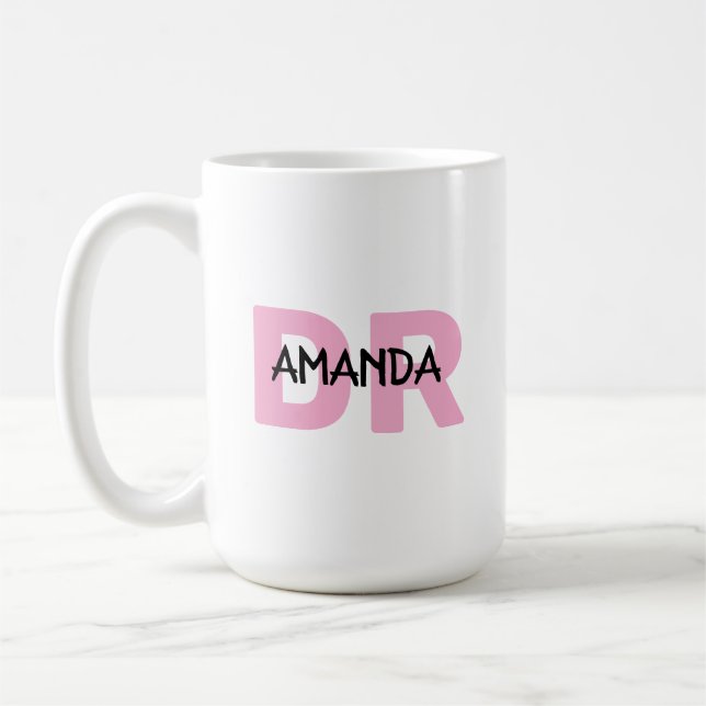 Taza De Café Special gift for female Doctor with pink DR name (Izquierda)