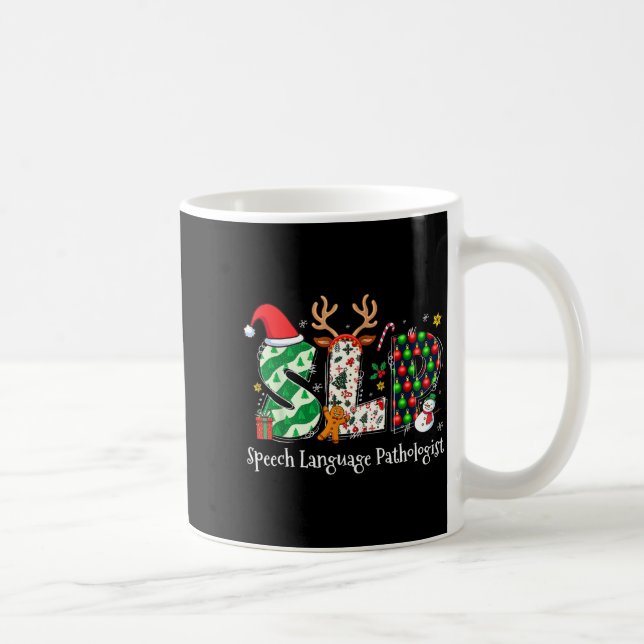 Taza De Café Speech Language Pathologist Reindeer Santa Hat Slp (Derecha)