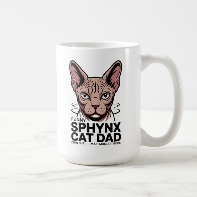 Taza De Café Sphynx Cat Dad Funny Vector Art (Derecha)