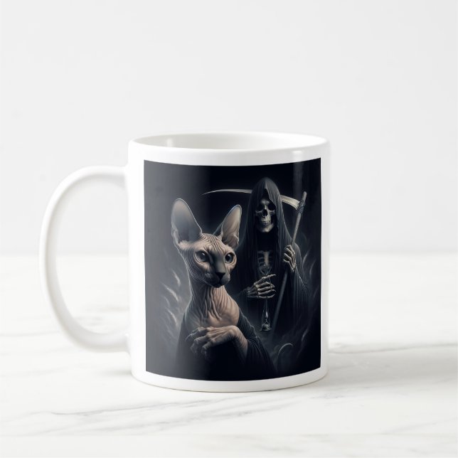 Taza De Café Sphynx Cat Grim Reaper  (Izquierda)