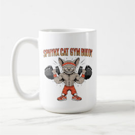 Taza De Café Sphynx Cat Gym Buddy Cartoon Fitness Art