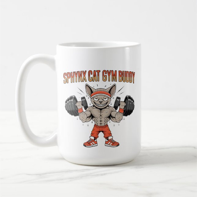 Taza De Café Sphynx Cat Gym Buddy Cartoon Fitness Art (Izquierda)