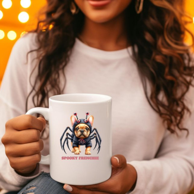 Taza De Café Spider Costume Frenchie Pup Halloween  (Subido por el creador)