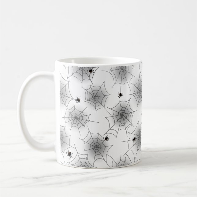 Taza De Café Spider Web Black and White Halloween Mug (Izquierda)
