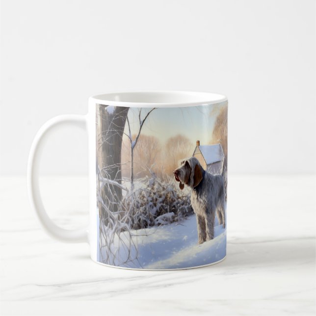 Taza De Café Spinone Italiano Deja Que Nieva A Los Navidades (Izquierda)