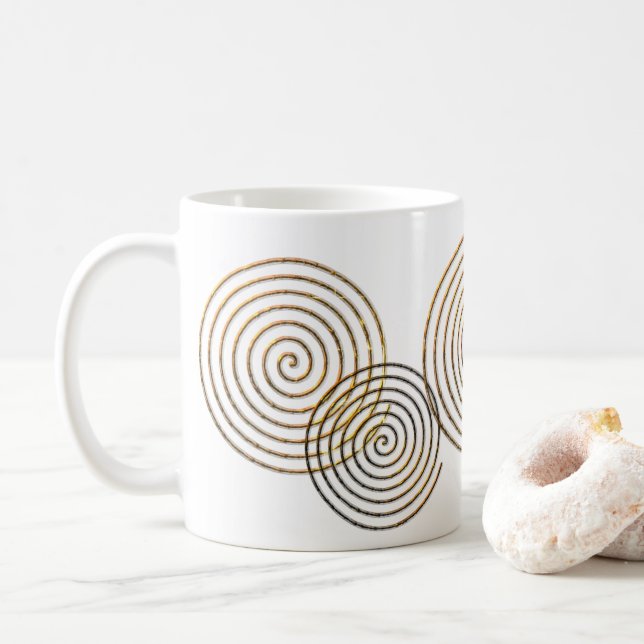 Taza De Café Spiral Símbolo celta oro metálico (Con donut)