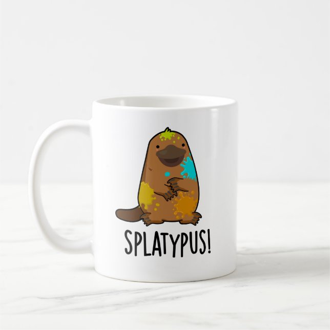 Taza De Café Splatypus Funny Animal Platypus Pun (Izquierda)