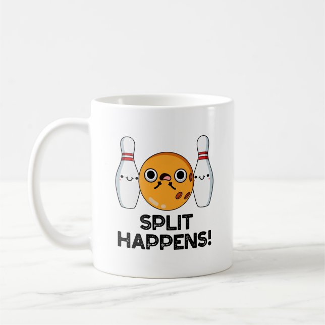 Taza De Café Split Happens Funny Bowling Pun (Izquierda)